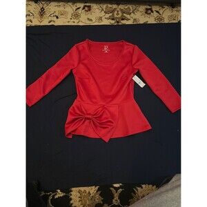 New York and Company red long sleeve blouse xs